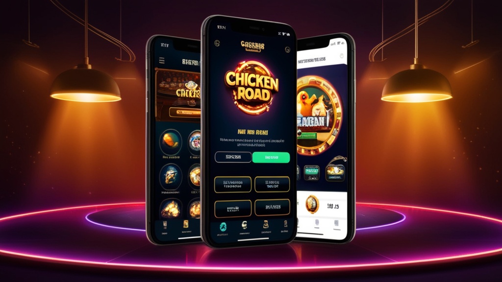 iPhone com acesso à Chicken Road em interface mobile escura